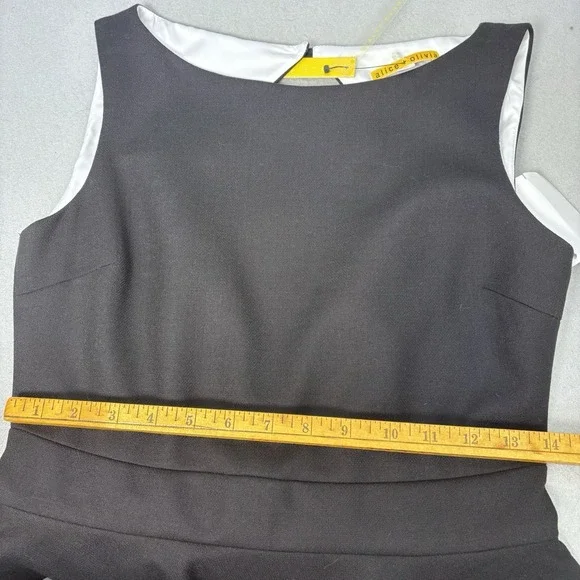 Alice + Olivia Sleeveless Peplum Dress Small  Black Wool Lined Wedding Party NWT - Picture 12 of 15